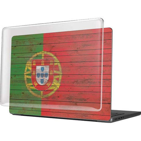 Portuguese Flag Dark Wood MacBook Pro 14in (2021-24) Case plus Skin